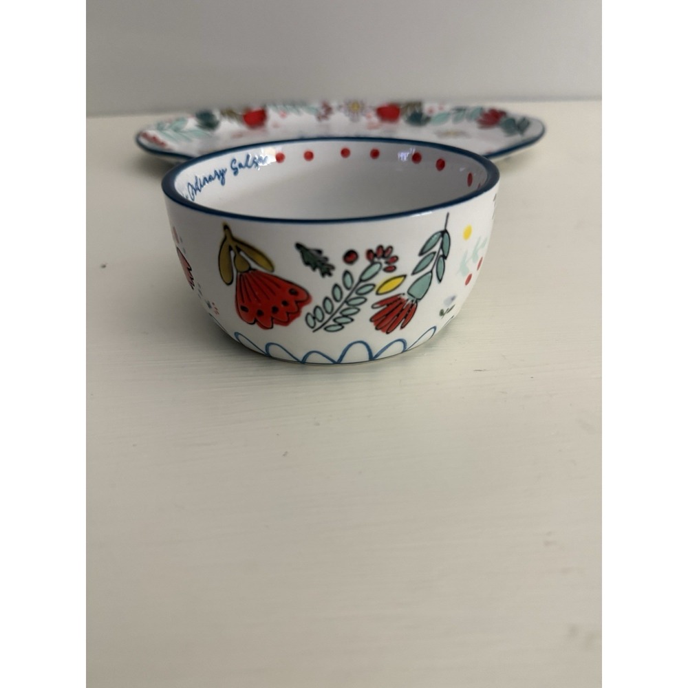 Taco Tuesday Let's Taco Bout It Platter 12"x 8" Salsa Queso Bowl 4" Fiesta - Picture 6 of 13